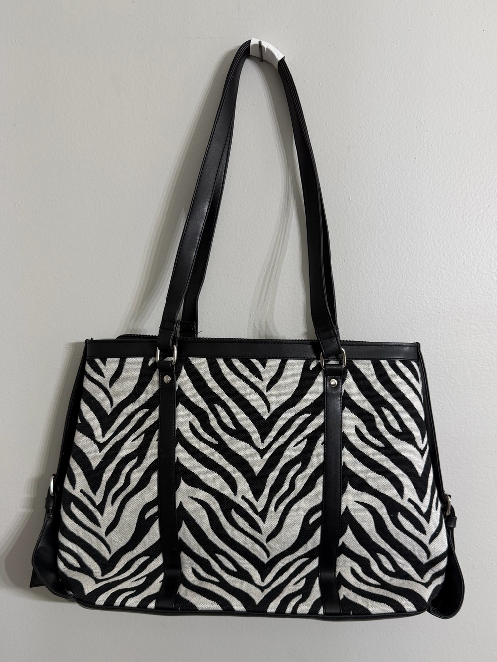 Express Edit Zebra-Print Canvas Tote Bag